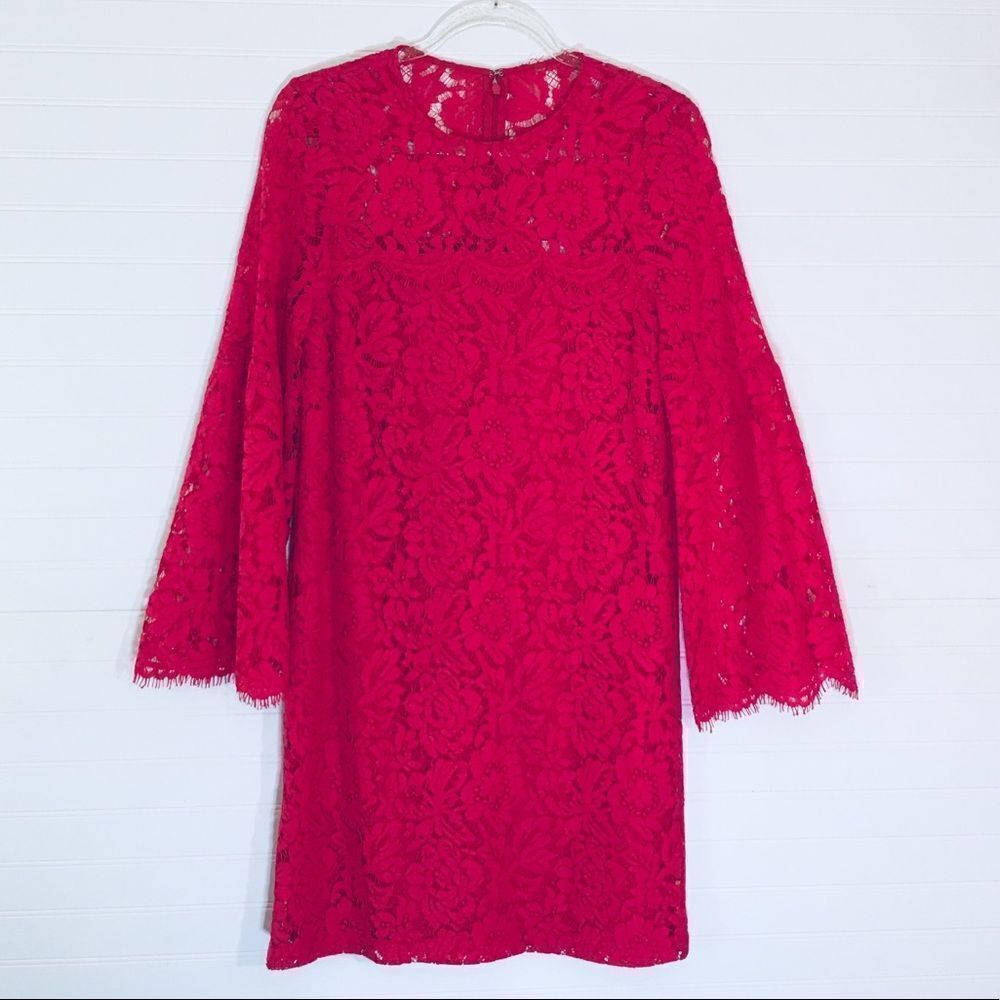 Devlin Ruby Pink Bell Sleeve Lace Cocktail Dress NWT Size Small